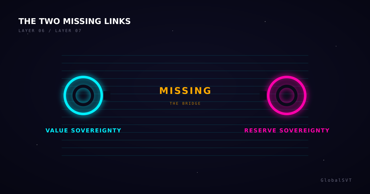 Two broken chain links floating in space, one cyan and one magenta